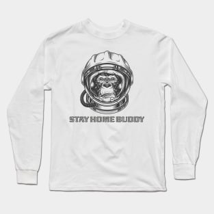 Stay at Home Buddy Astronaut Head of Gorilla Long Sleeve T-Shirt